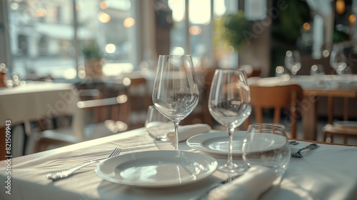 Elegant Restaurant Table Setting with Glasses