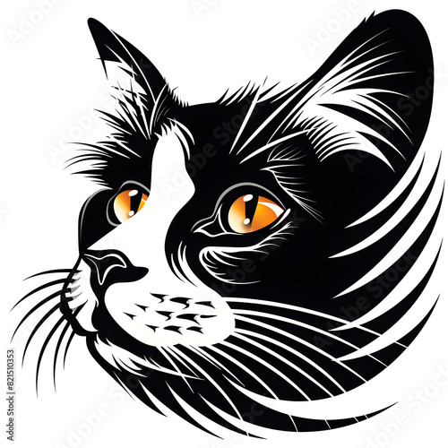 Wallpaper Mural Drawing of a black cat with white spots Torontodigital.ca