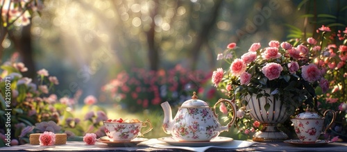 High Tea in an English Garden A Whimsical Fusion of FloralPatterned Screws and Nuts with Hitechnology Background photo