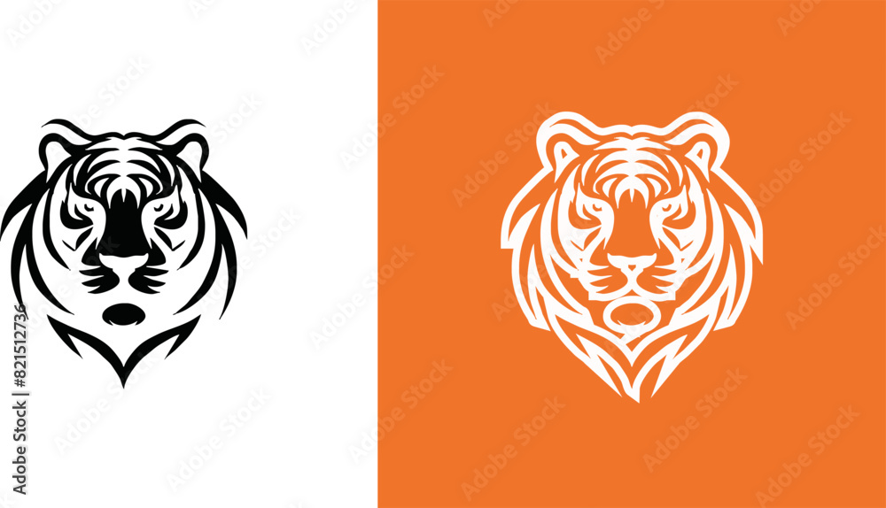 Fototapeta premium simple minimalist tiger head wild animal logo vector illustration template design