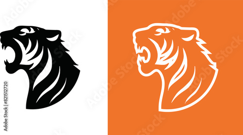 simple minimalist tiger head wild animal logo vector illustration template design