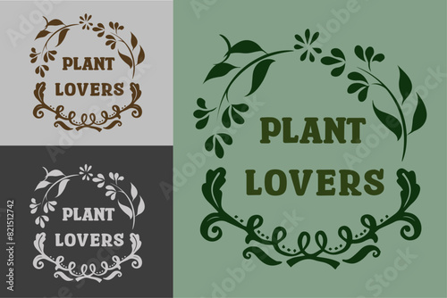 Plant lover club lettering badge logo gardening workshop. Boho groovy retro aesthetic. Cute printable vector text for shirt design clothing. Plant mom lady squad gardener quotes gifts
