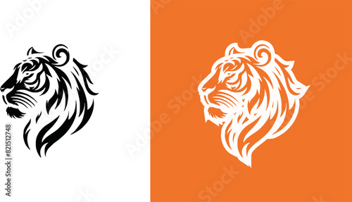 simple minimalist tiger head wild animal logo vector illustration template design