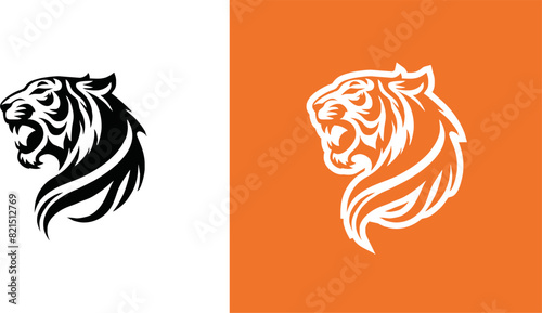 simple minimalist tiger head wild animal logo vector illustration template design