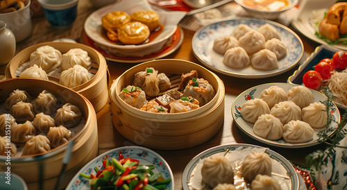 A table full of Chinese food