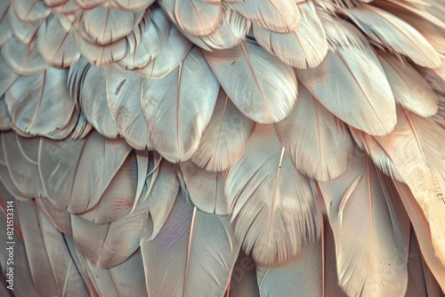 Macro shot of intricate bird wing texture. Nature photography concept