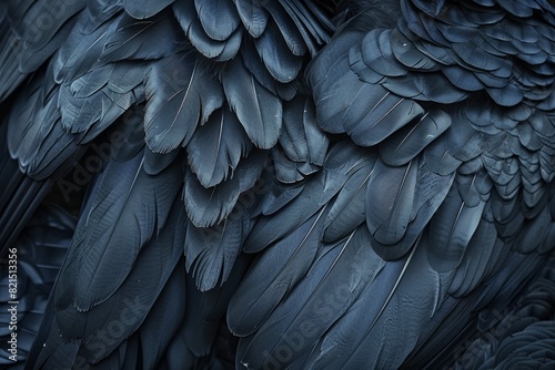 Close-up of feathered bird wing in exquisite detail. Ornithology study concept photo