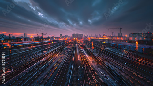 A city street with a train running through it