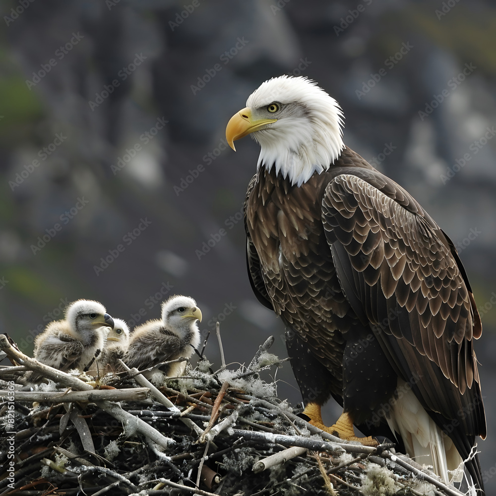 Obraz premium bald eagle with its young
