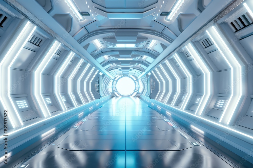 Futuristic space station corridor with advanced technology Futuristic space station corridor with advanced technology