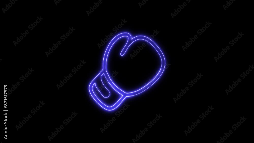 Neon Punch Boxing Glove Outline and Arrow Icon and Symbol Animation on Black Background Neon Punch Boxing Glove Outline and Arrow Icon and Symbol Animation on Black Background