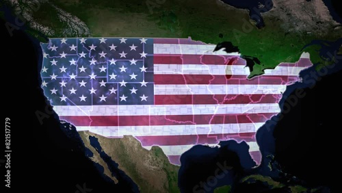American Flag On Satellite Map