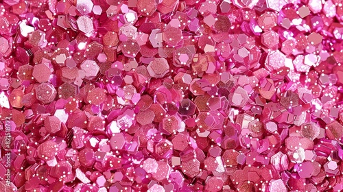 Pink glitter backdrop embellished with numerous small pink dots, creating a dazzling effect. Glamorous texture concept