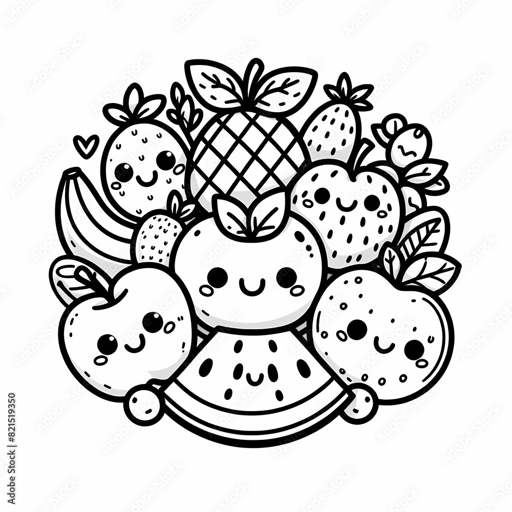 Fruit Fun: Simple and Cute Coloring Pages Fruit Fun: Simple and Cute Coloring Pages