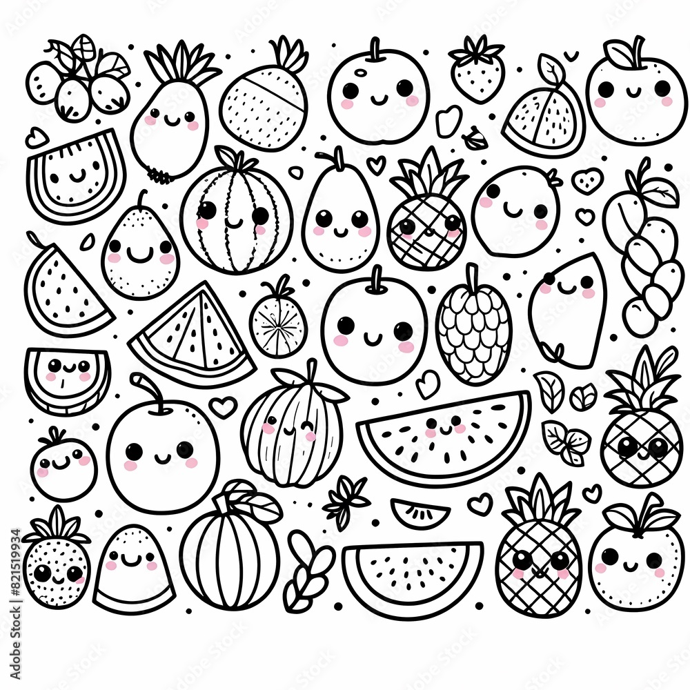 Fruit Fun: Simple and Cute Coloring Pages Fruit Fun: Simple and Cute Coloring Pages