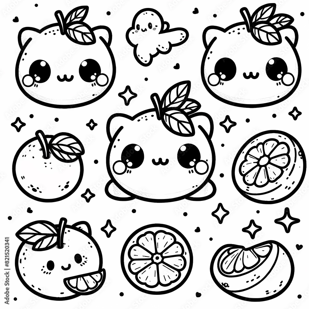 Fototapeta premium Fruit Fun: Simple and Cute Coloring Pages