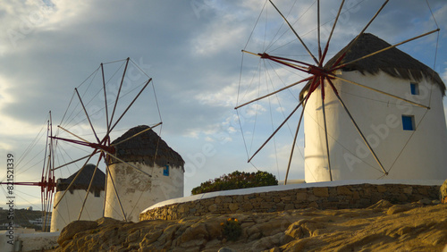 The iconic windmills of Mykonos, Greece