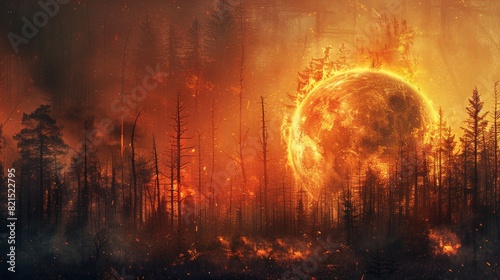 A powerful visual depicting a scorched Earth and wilting forests