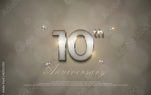 Anniversary celebration decoration. silver number 10