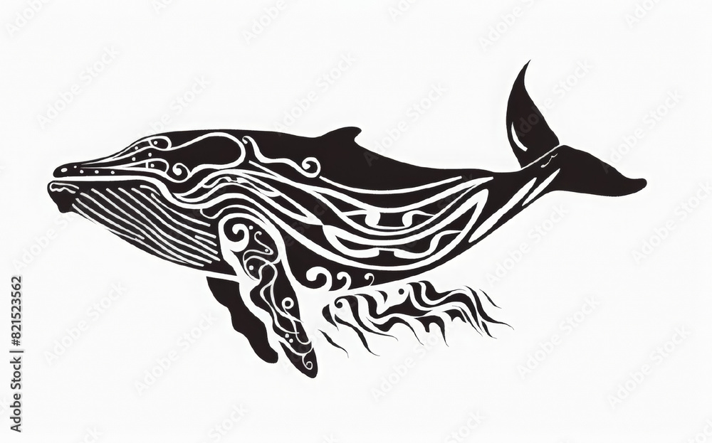 Black silhouette whale with graphic pattern. Marine-themed tattoo design. Print for clothes. stylized shape silhouette keith logo. Marine animals, the underwater world. World ocean day. Black silhouette whale with graphic pattern. Marine-themed tattoo design. Print for clothes. stylized shape silhouette keith logo. Marine animals, the underwater world. World ocean day.