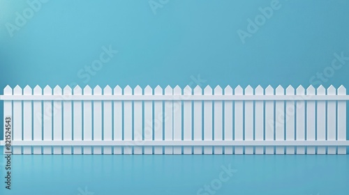 3d rendering of white fence on blue background. modern architecture concept with simple geometric shapes  minimalism design element.