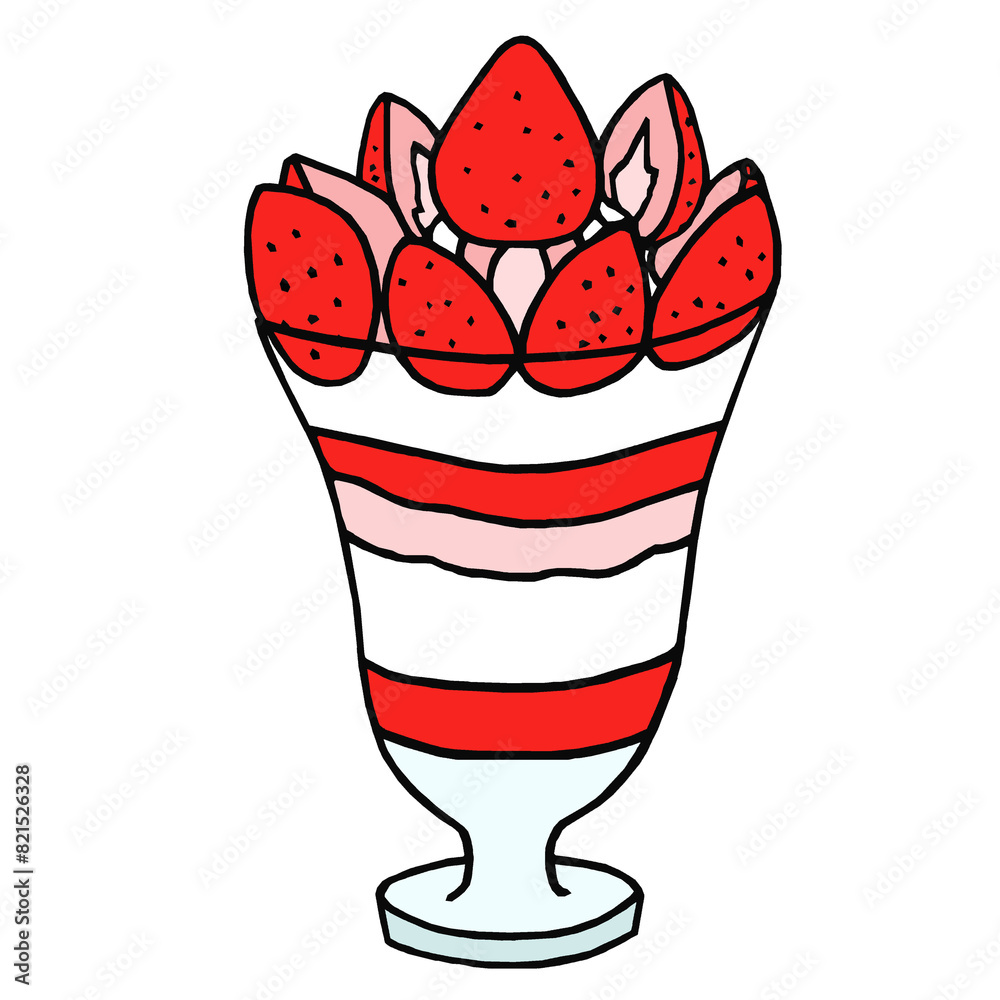 イチゴパフェ　イラスト