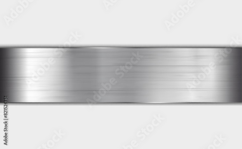 Silver metal plate isolated on white background. Chrome metal plate