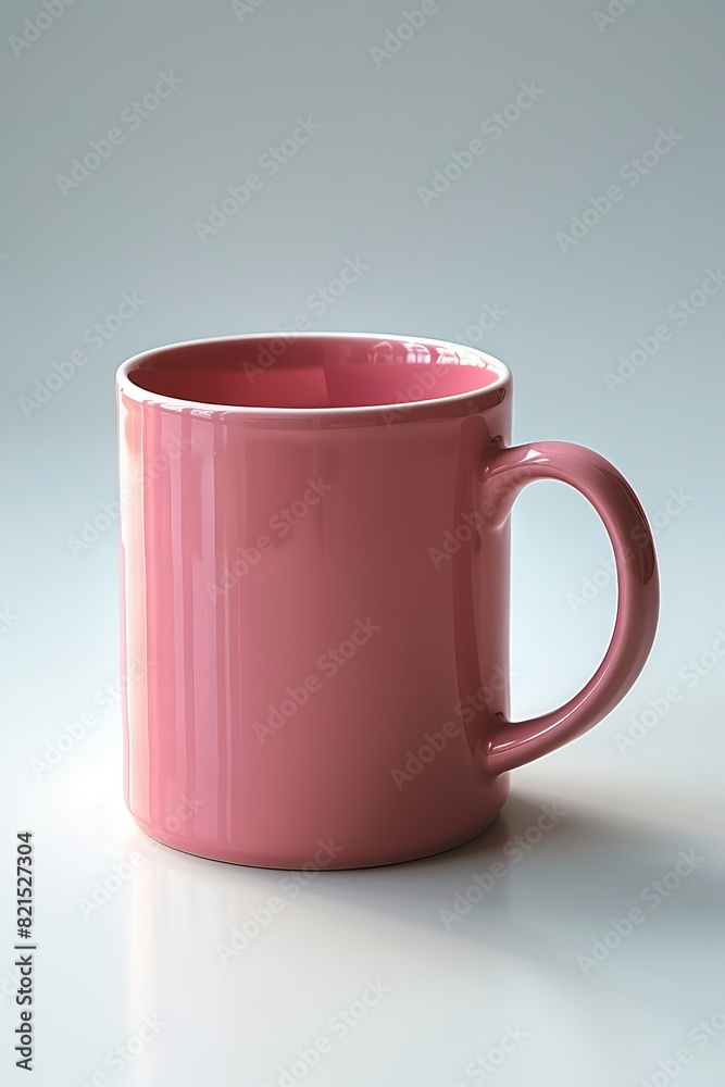 Fototapeta premium A pink coffee mug on a simple background. 