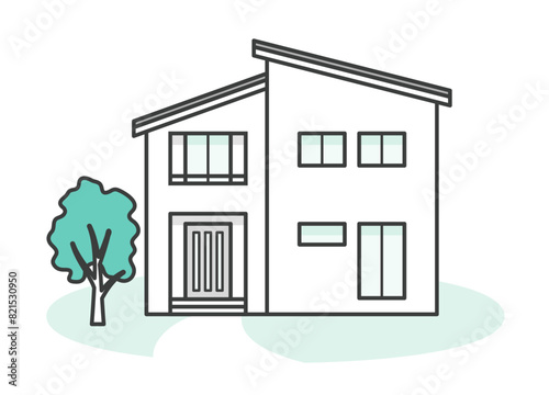 モダンでオシャレな一戸建ての家のイラスト
