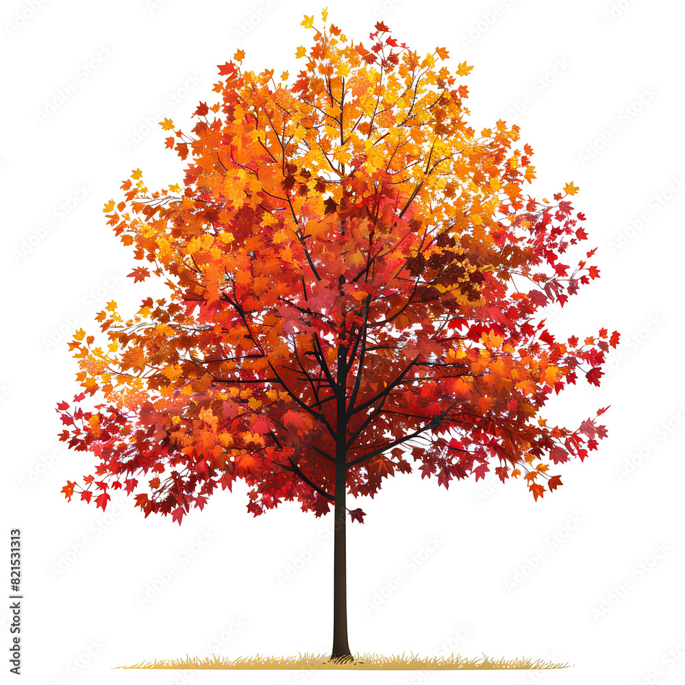 Fototapeta premium Vector illustration of a maple tree on a white background. Suitable for crafting and digital design projects.[A-0004]