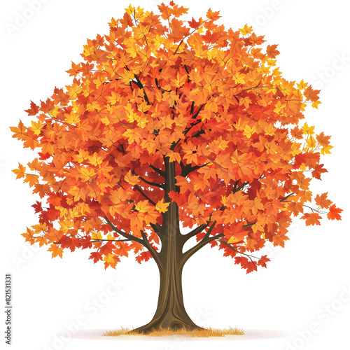 Vector illustration of a maple tree on a white background. Suitable for crafting and digital design projects.[A-0002]