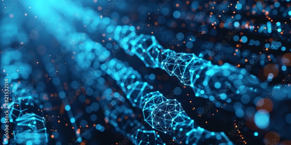 Futuristic digital network with abstract glowing blue connections and ...