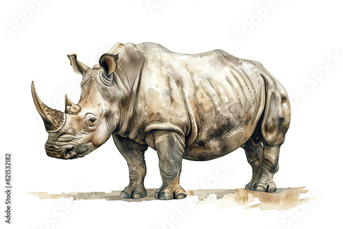 rhino vintage drawing illustration artwork  