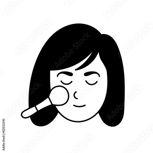 Women face and make up cosmetic brush black hand drawn icon