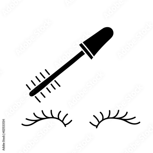 Cosmetic make up eyelash black hand drawn icon