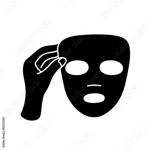 Facial mask sheet black hand drawn icon