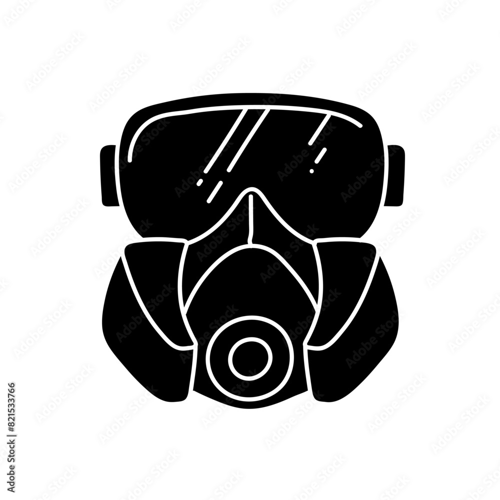 Respirator and goggles black hand drawn icon Respirator and goggles black hand drawn icon