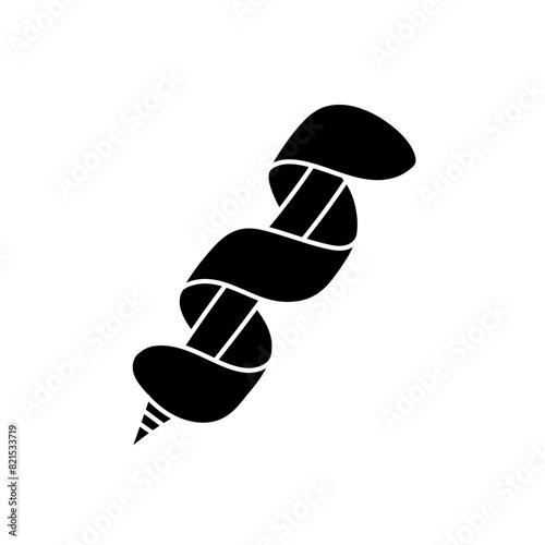 Wood hole point drill bit black hand drawn icon