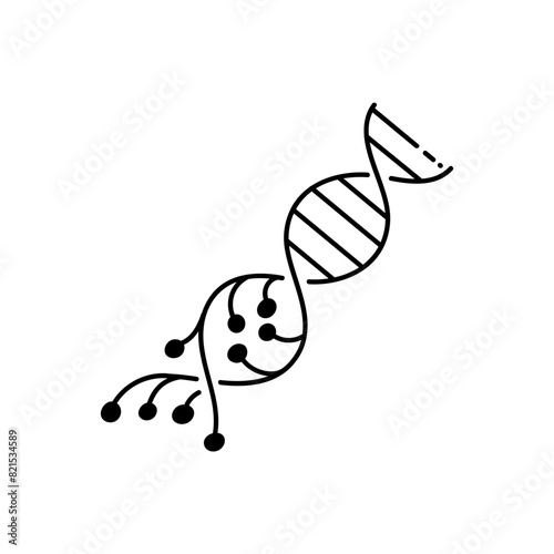 Artificially modified dna strains black hand drawn icon