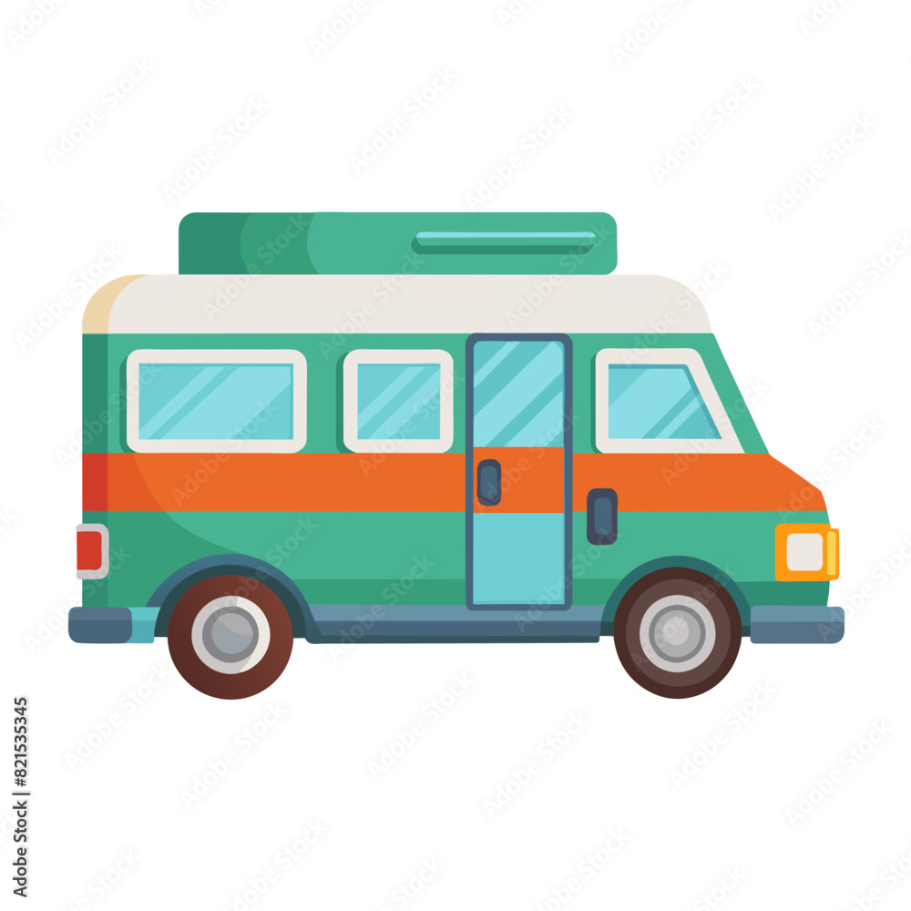colorful vehicle illustration of camper van