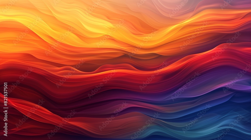 Obraz premium An abstract background featuring a gradient of warm, sunset colors with fluid, swirling patterns, creating a dynamic and harmonious visual.