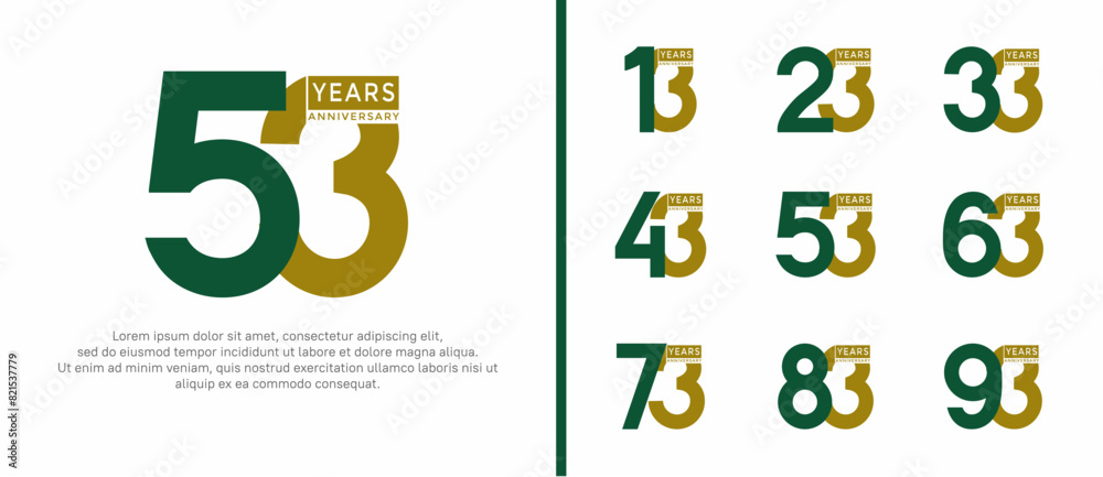 anniversary logo style set with brown and green color can be use for celebration moment