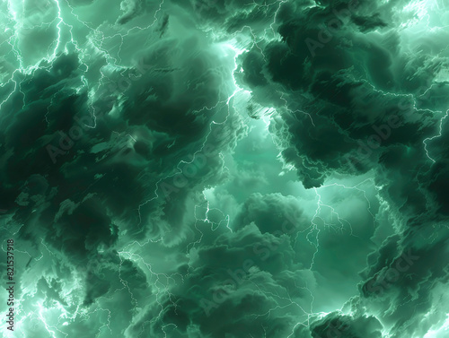 Abstract green cloud pattern with lightning effect. © Krungpol