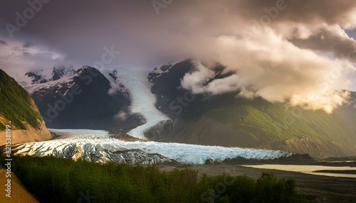 melting glaciers and global warming impact dramatic environmental concept photo