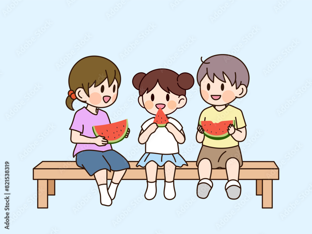 한국의 여름방학 어린이 삽화
