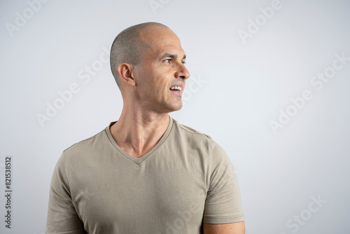 Caucasian, Brazilian man, 48 years old, in the studio showing emotions_7.