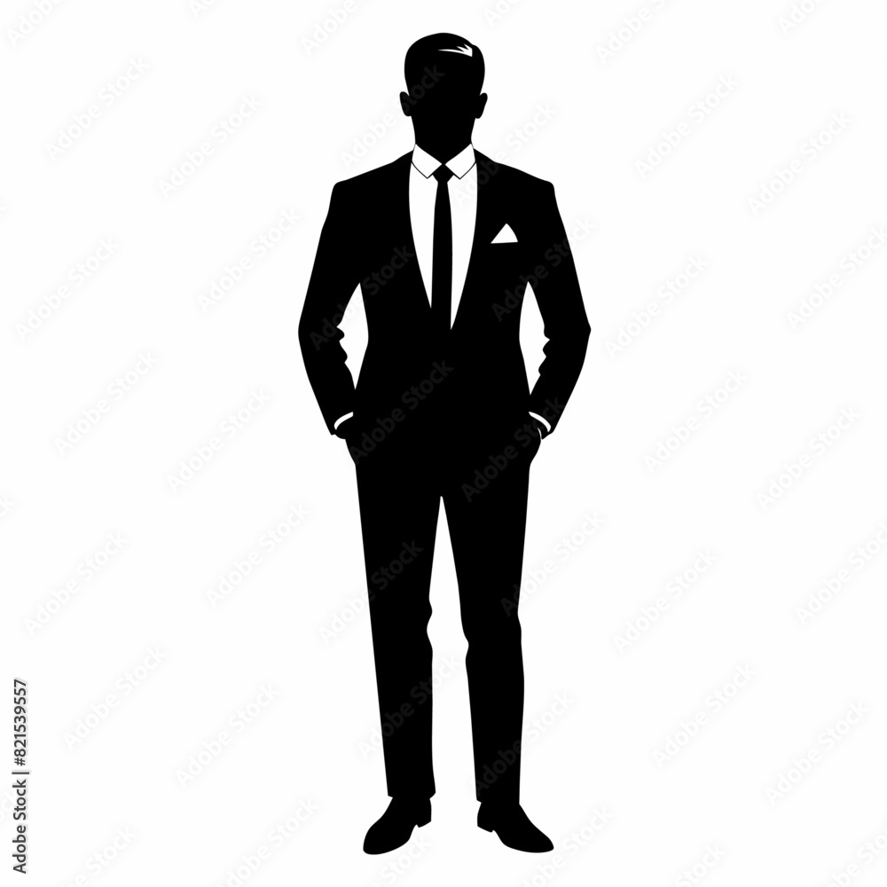 a professional businessman in a standing pose vector silhouette