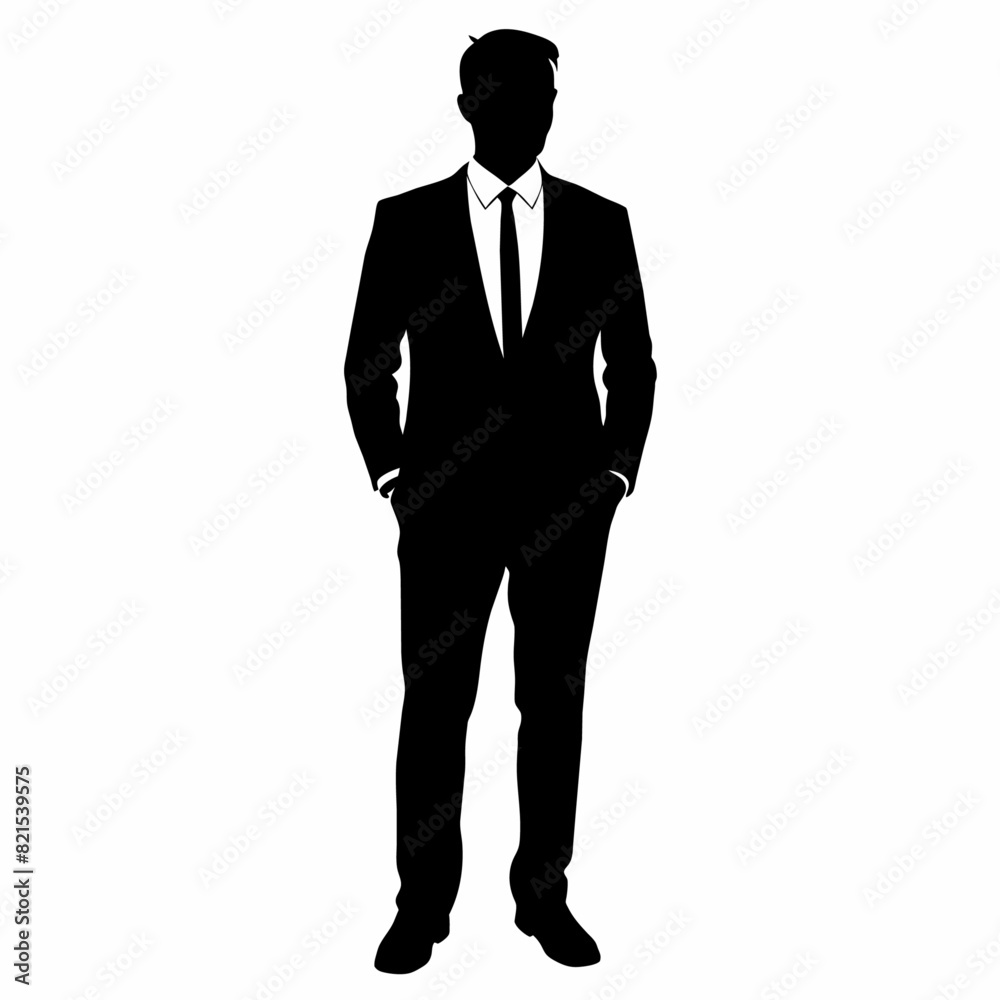 a professional businessman in a standing pose vector silhouette