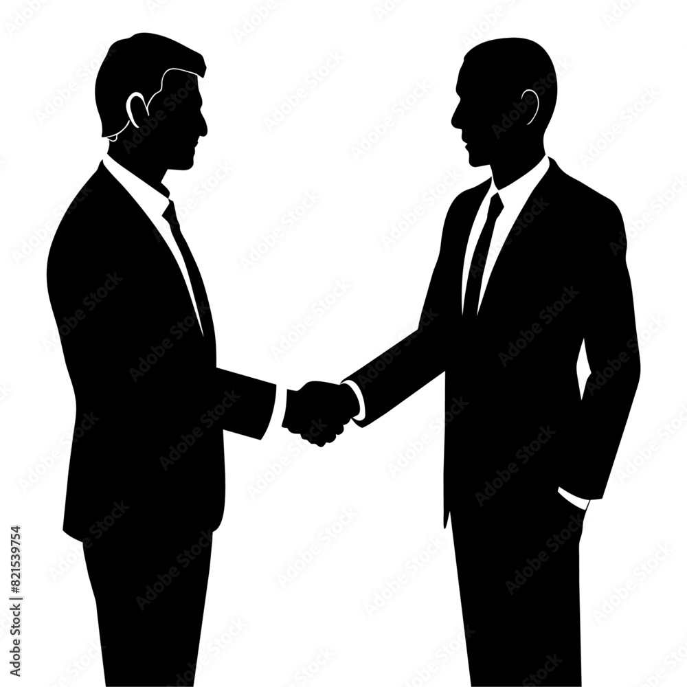 business man offering to handshake another business man, face to face vector silhouette