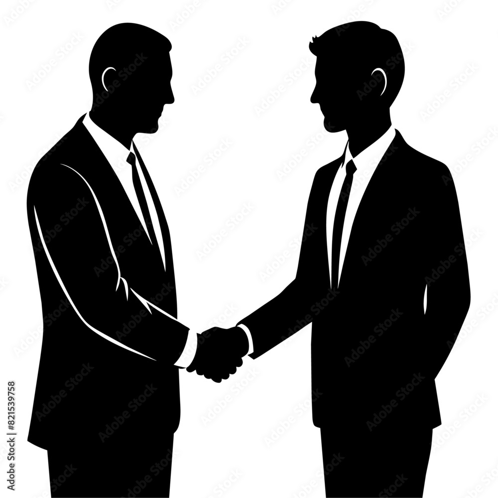 business man offering to handshake another business man, face to face vector silhouette